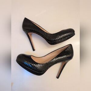 Ann Taylor Black Snake Skin 4" Stilettos